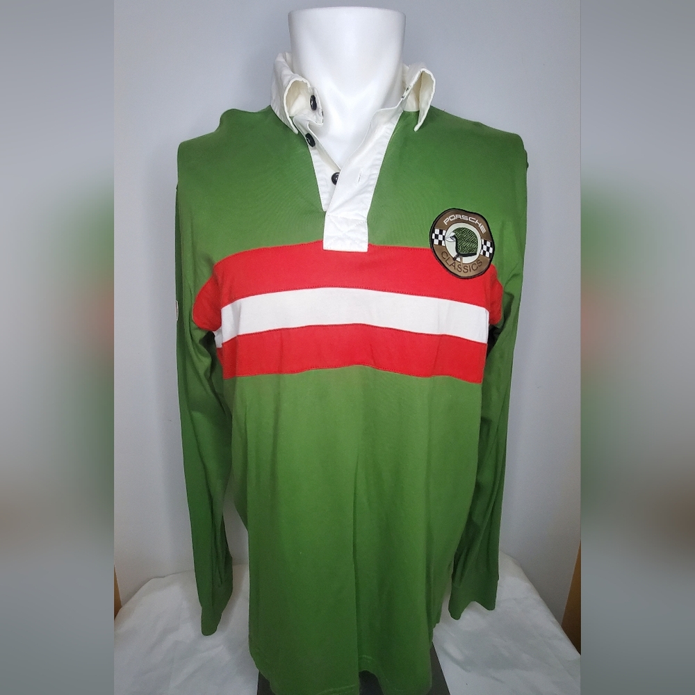 Porsche Design - Size M- Men Casual Green and Red Button Down Shirt